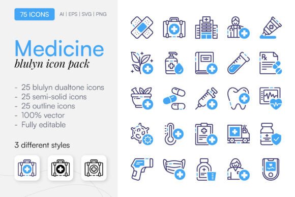 75 Medicine Icon Pack for Graphics and Icons