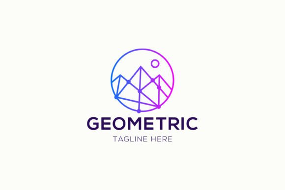 Abstract Geometric Mountain Logo Techno Graphics