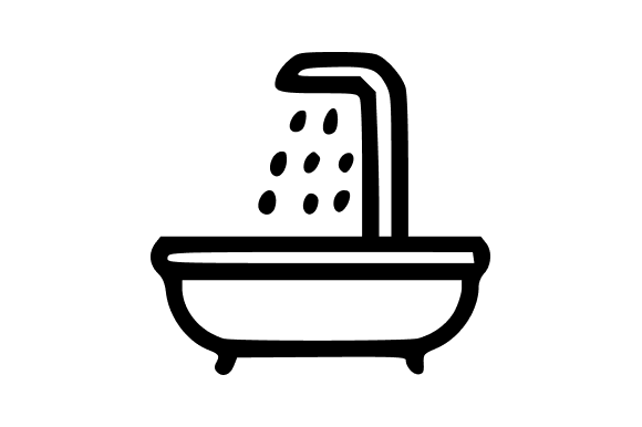 Bathtub with Faucet Outline Graphics
