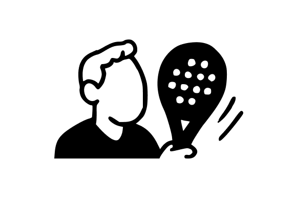 Black and White Padel Player Design Graphics