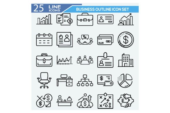 Business Outline Icon Set – Graphics and Illustrations