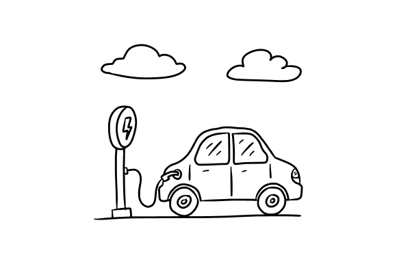 Cloud Charging Electric Car Graphics