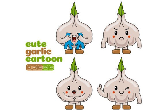 Cute Garlic Mascot Vector Pack 02: Graphics for Creative Design
