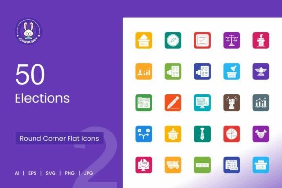 Elections Round Corner Flat Icons
