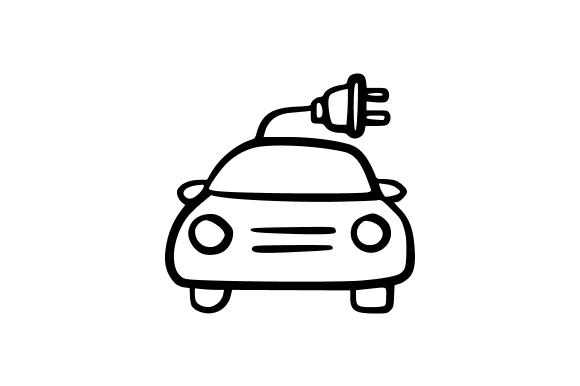 Electric Car with Plug Icon Graphics