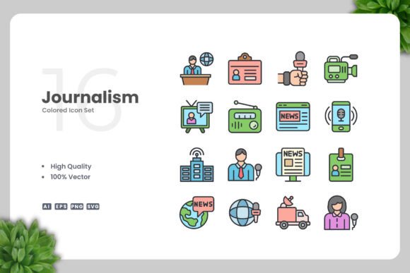 Journalism Colored Icons: Graphics and Icons for Modern Design
