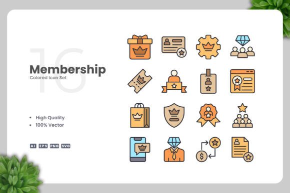 Membership Colored Icons for Graphics and Icons