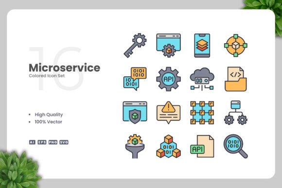 Microservice Colored Icons: Graphics and Icons for Modern Design