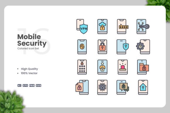 Mobile Security Colored Icons