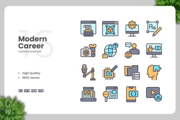 Modern Career Colored Icons Graphics
