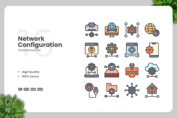 Network Configuration Colored Icons
