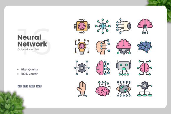 Neural Network Colored Icons Graphics