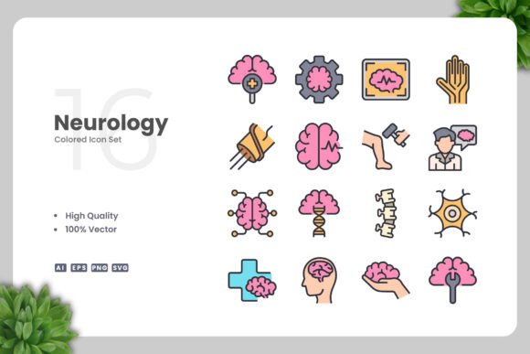 Neurology Colored Icons for Graphics and Icons