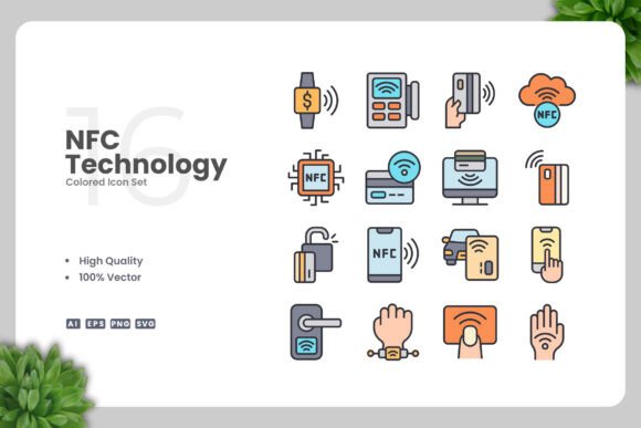 NFC Technology Colored Icons Graphics