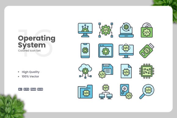 Operating System Colored Icons for Graphics and Icons