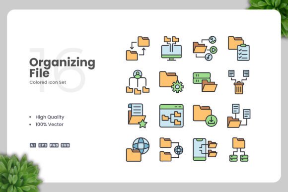 Organizing File Colored Icons: Graphics and Icons for Creative Design