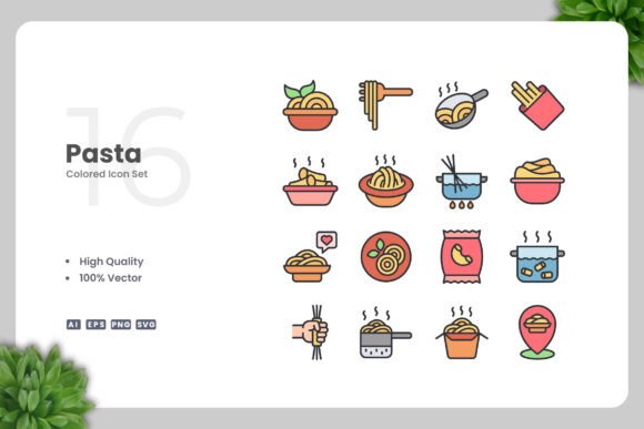 Pasta Colored Icons: Graphics and Icons for Creative Publishing