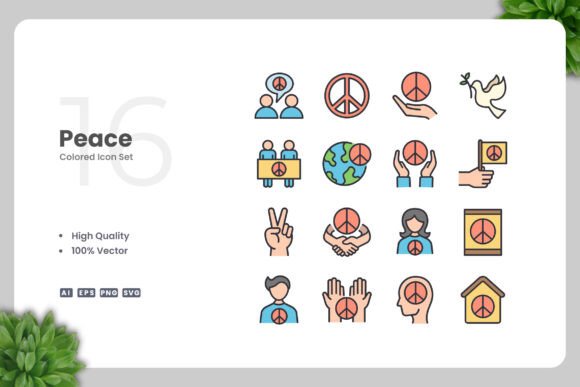 Peace Colored Icons: Graphics and Icons for Creative Design