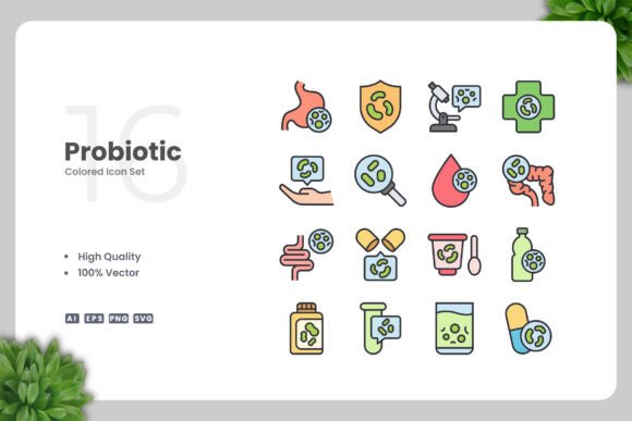 Probiotic Colored Icons for Digital Design