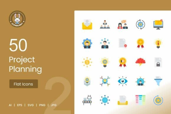 Project Planning Flat Multicolor Icons