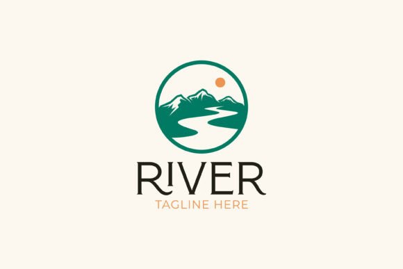 Revitalize Your Brand with River or Creek Mountain Logo Badge Graphics