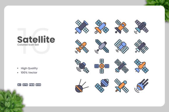 Satellite Colored Icons: Graphics for Modern Design