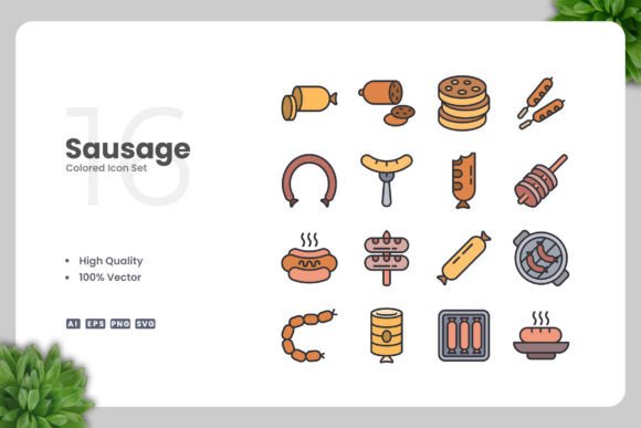 Sausage Colored Icons Graphics