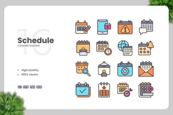 Schedule Colored Icons: Graphics and Icons for Modern Design