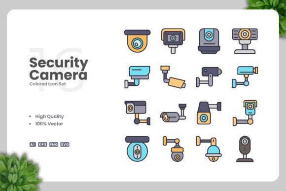Security Camera Colored Icons Graphics