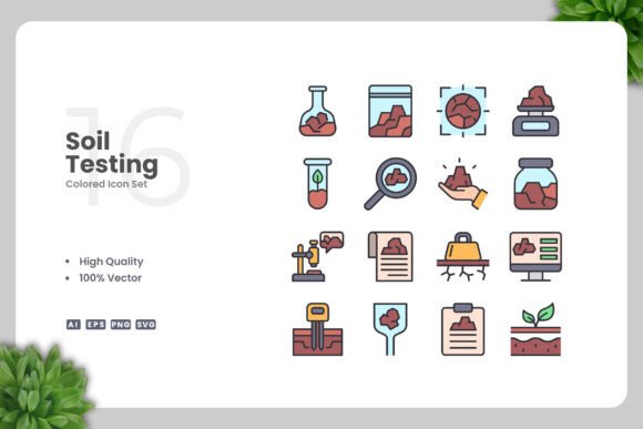 Soil Testing Colored Icons: Graphics and Icons for Real Projects