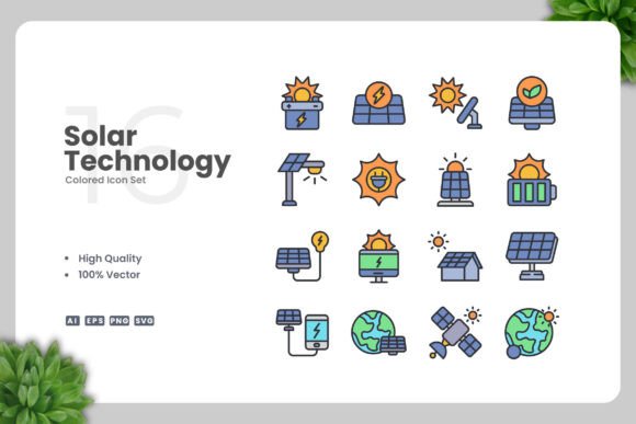 Solar Technology Colored Icons