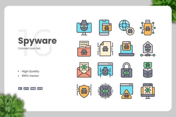 Spyware Colored Icons: Graphics and Icons for Modern Design