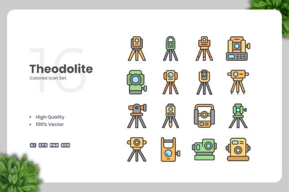 Theodolite Colored Icons: Graphics for Creative Crafters