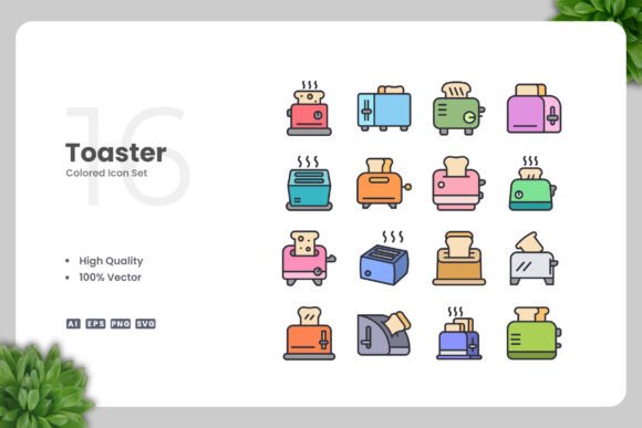 Toaster Colored Icons: Graphics for Real Crafting