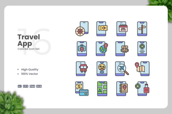 Travel App Colored Icons